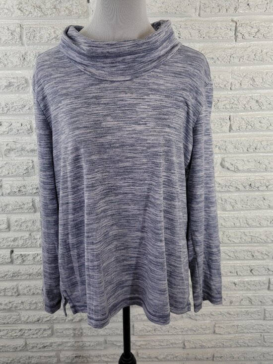 Karen Scott Tops - Karen Scott Sport Women’s XL Top Blue Heather Turtleneck Long Sleeve BLU254E